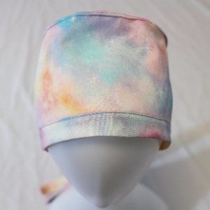 Pastel Sky & Stars Print Surgical Scrub Cap Dentist Chemo Hat